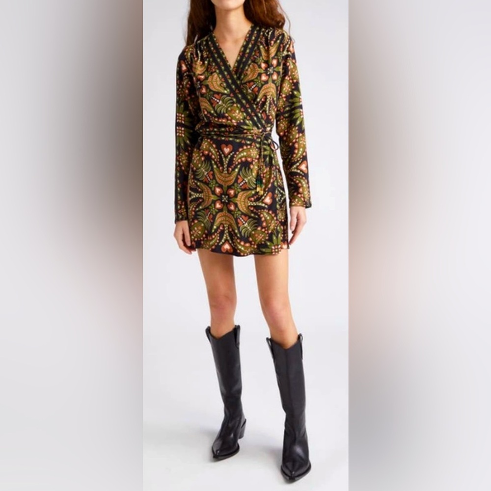 FARM RIO Martina Long Sleeve Wrap Dress NWOT